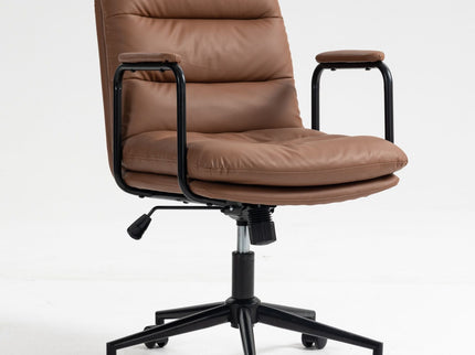 Office Chair, Mid Back Home Office Desk Task Chair With Wheels And Arms Ergonomic Computer Rolling Swivel Chair With Padded Armrest