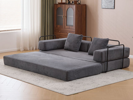 Floor Couch, Convertible Floor Sofa Bed With Pillow Back Support Armrest