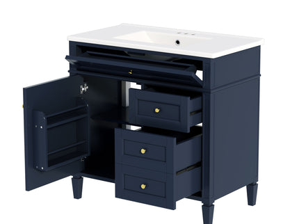 Bathroom Vanity With Top Sink, 2 Drawers, Tip Out Drawer