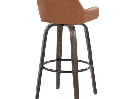 Daniella - Contemporary Fixed Height, Barstool With Swivel With Round Footrest (Set of 2)