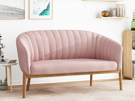Mid Century Modern Loveseat With Channel Stitched Backrest