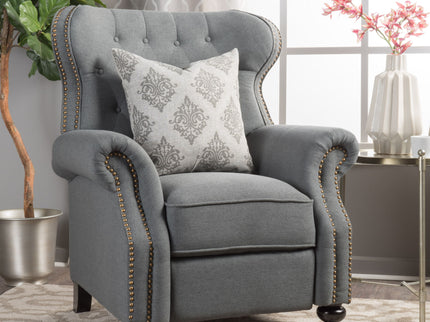 Accented Push Back Recliner Chair With Rolled Arms, Enjoy Cocooning Comfort