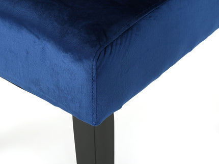 Elegant George Hi Back Dining Chair (Set of 2) With Tufted Velvet - Navy Blue