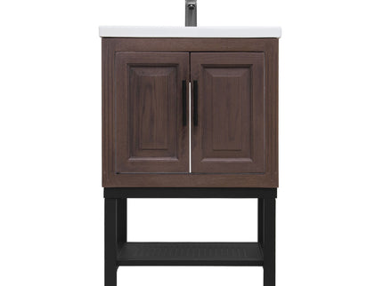 Modern Freestanding Bathroom Vanity With Ceramic Sink, Hot And Cold Faucet, Storage Cabinet & Open Shelf