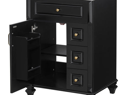 Freestanding Bathroom Vanity With Sink, 3 Drawers & Flip-Out Drawer