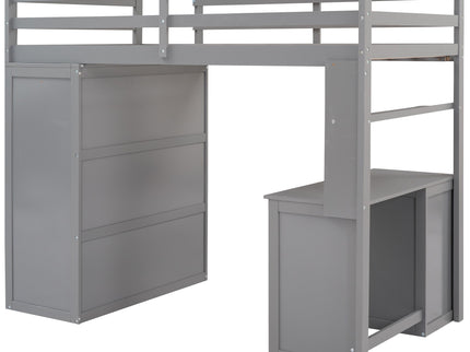 Loft Bed With Drawers, Desk, And Wardrobe