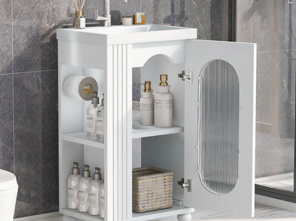 Modern Bathroom Vanity With Sink, Adjustable 2 Tier Shelf