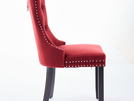 Classic Velvet Dining Chairs, High-End Tufted Solid Wood Contemporary Velvet Upholstered Dining Chair With Wood Legs Nailhead (Set of 2) - Burgundy