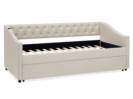Upholstered Daybed With USB Charging & Pull Out Bed