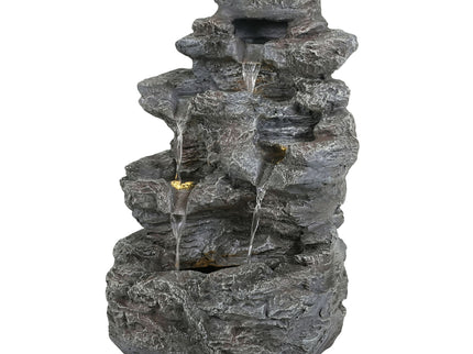 Concrete Rock Waterfall Fountain With LED Lights, Outdoor Garden Decor