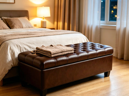 Storage Ottoman Bench With Safety Hinges