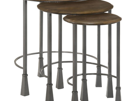 3 Piece Nesting Table Set - Brown