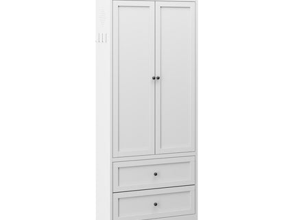 Pantry Cabinet With 2 Drawers, Adjustable Shelves, Freestanding Kitchen Storage Organizer - White