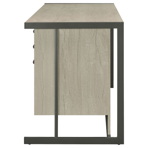 Brisley - Office Desk With Adjustable Keyboard Tray And 3 Drawer Storage - Beige / Gray