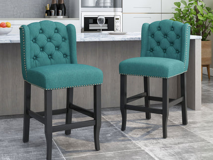 Vienna - Fabric Tufted Counter Stool With Nailhead Accents (Set of 2)