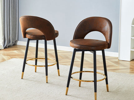 Upholstered Rotatable Bar Chair With Metal Legs For Dining Room