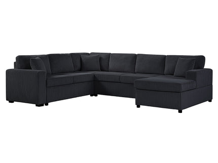 Oversized Sectional U-Shaped Sofa With Chaise Lounge And Three Soft Throw Pillows
