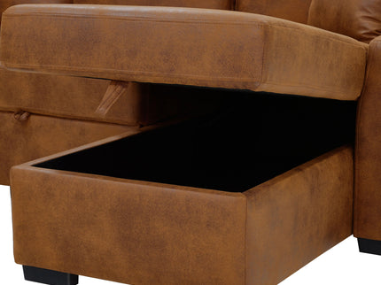 Upholstered Sectional With Pull-Out Bed And Chaise Storage