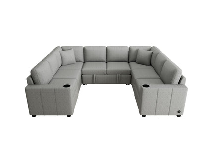 Convertible U-Shaped Sectional Sofa With Pull-Out Bed