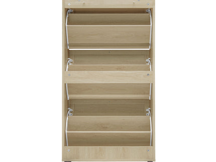 Modern Rattan 3 Door Shoe Rack Cabinet For Entryway