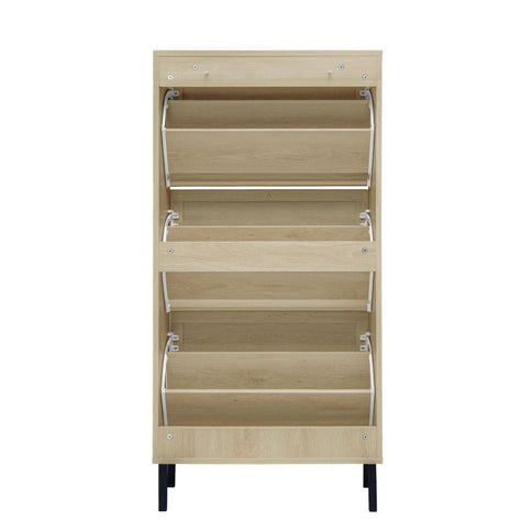 Modern Rattan 3 Door Shoe Rack Cabinet For Entryway