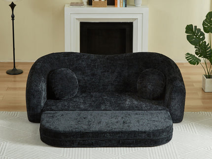 Curved Convertible Sofa, 2 In 1 Frameless Folding Sofa Bed With Pull Out Base And Deep Seat