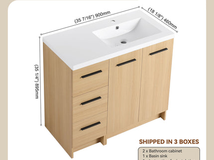 Wall Mounted Floating Bathroom Vanity With Sink, Door & Drawers Modular Cabinet