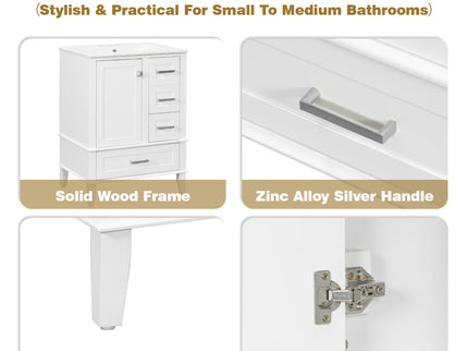 Bathroom Vanity, Modern Bathroom Cabinet With Sink Combo Set, Bathroom Storage Cabinet With A Soft Closing Door And 3 Drawers, Solid Wood Frame
