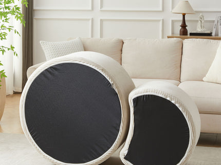 Modern Upholstered Round Coffee Table For Living Room (Set of 2)
