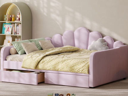 Shell Shaped Upholstered Daybed Frame With Slats