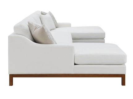Valiant - Chenille Sectional Sofa With 4 Pillows - Ivory