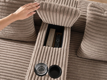 U-Shaped Modular Sofa With Cup Holders And Storage For Living Rooms - Coffee