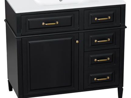 Modern Bathroom Vanity With Sink Top, Flip Drawer Design