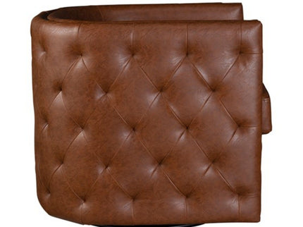 Swivel Chair With Tufted Barrel Design And Nailhead Accents