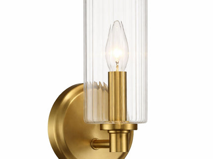 Jardin - Single Light Wall Sconce With Clear Ribbed Satin - Clear / Gold