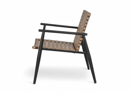 Outdoor Chat Set, 2 Chairs & Side Table - Black / Brown