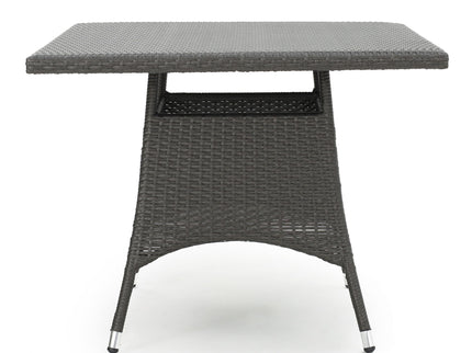 Outdoor Rattan Square Dining Table With 4 Legs - Gray