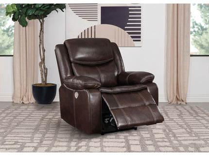 Salerno - Upholstered Power Recliner Chair With USB Charging - Dark Brown
