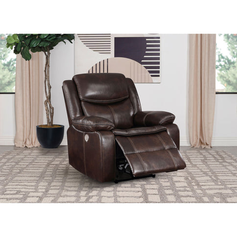 Salerno - Upholstered Power Recliner Chair With USB Charging - Dark Brown