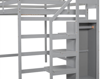 Loft Bed With Built In Storage Wardrobe And Staircase