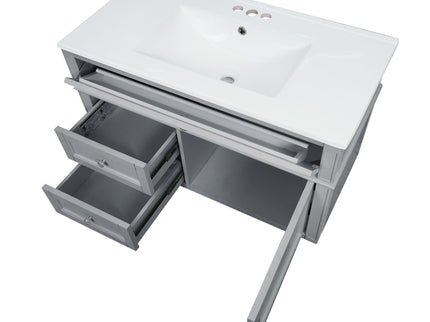 Modern Wall Mounted Floating Cabinet With Double Drawer And Sink