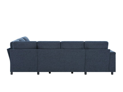 U - Shaped Convertible Sectional Sofa Bed With Storage, USB Charger & Cup Holders