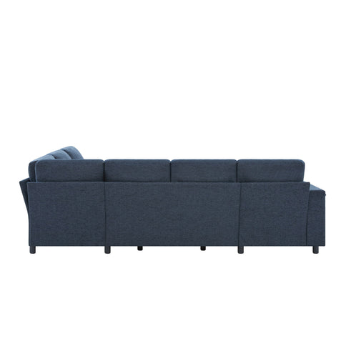 U - Shaped Convertible Sectional Sofa Bed With Storage, USB Charger & Cup Holders