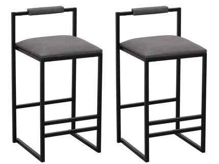 Elegant Bar Stool Set With Backrest And Footrest, Counter Height (Set of 2)