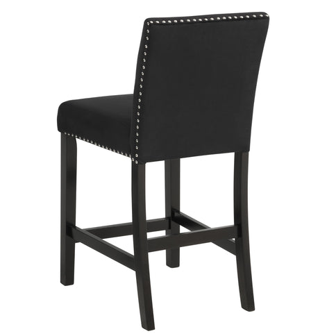 5 Piece Counter Height Dining Set With Table, Tufted Nail Head Chairs - Black