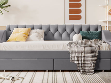 Upholstered Daybed With Storage Armrests And USB Port
