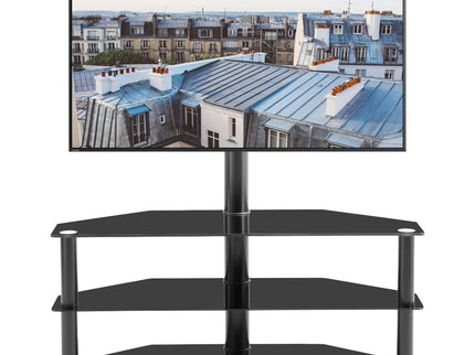 43.3" Multi-Function TV Stand Height Adjustable Bracket Swivel 3 Tier - Black