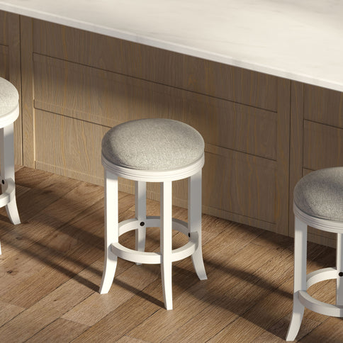 Backless Swivel Stool With Upholstered Seat