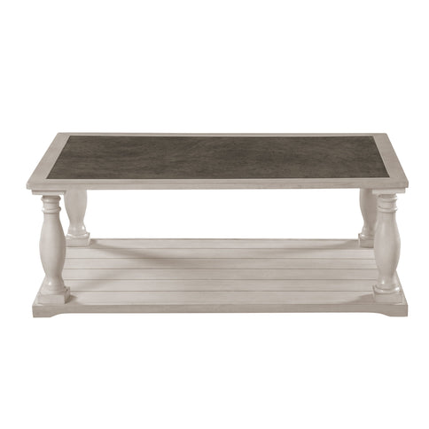 Farmhouse Rectangular Coffee Table With 2 Tiers