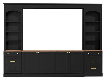 Arched Entertainment Center Wall Unit With Bookshelf, Retro Large TV Stand